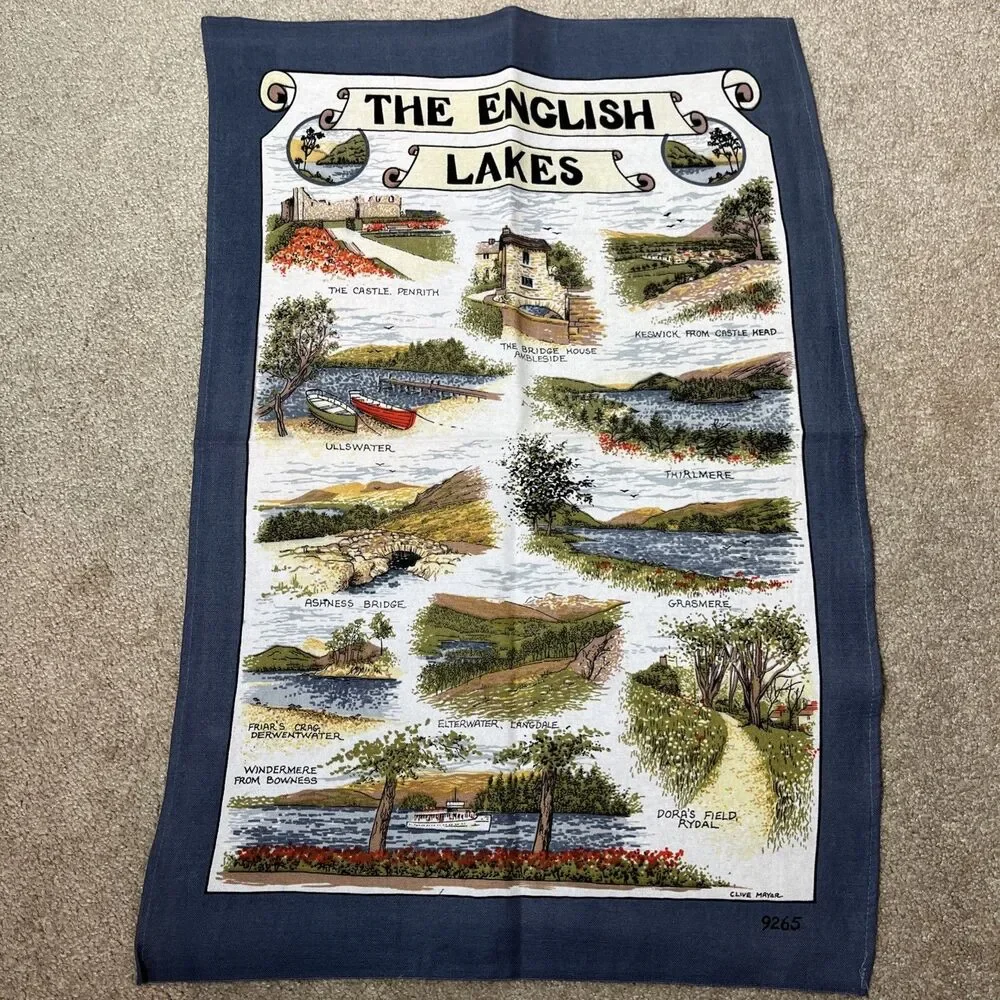 3 VTG English British Tea‎ Towels Lake District Lancashire Clive Mayor Unused